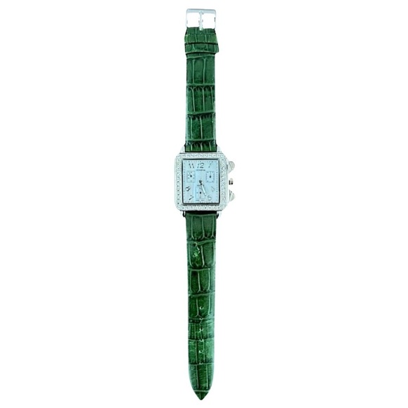 GENEVA • Green Quartz Genuine Leather Watch - Picture 2 of 4
